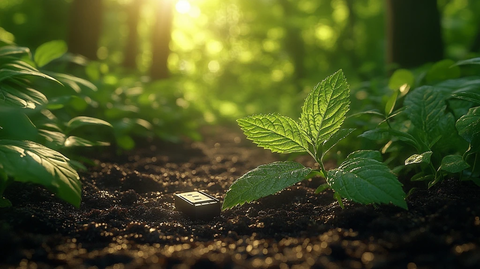 电池包置于绿色植物中