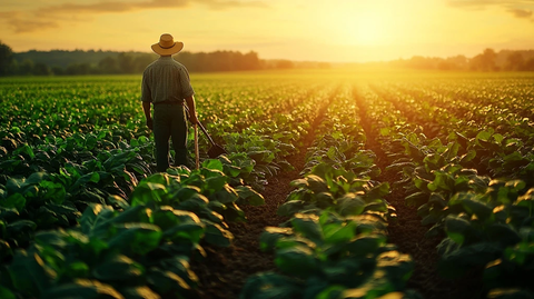 农田施肥与绿色作物景象