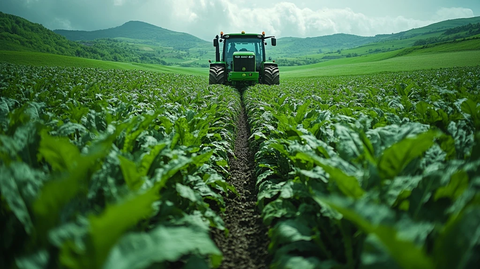 绿野中的拖拉机