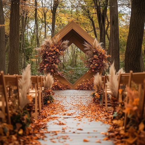秋季婚礼森林木制拱门装饰