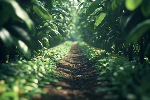 树行间种植作物景观