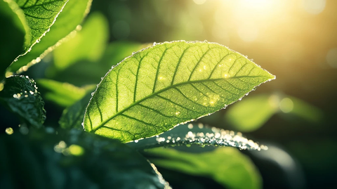 阳光下植物叶片的过程