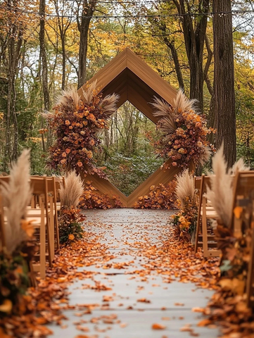 秋季婚礼森林木制拱门装饰