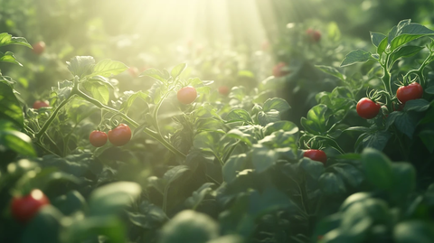 番茄田间红果绿叶