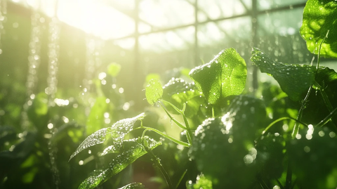 温室黄瓜藤上的露珠