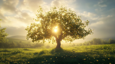 树下光芒草地景