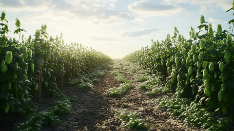 田野与啤酒花藤架