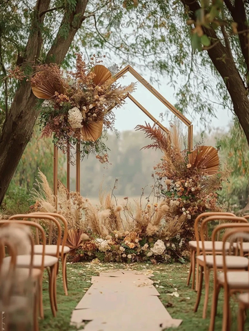 婚礼装饰几何框架干花绿植