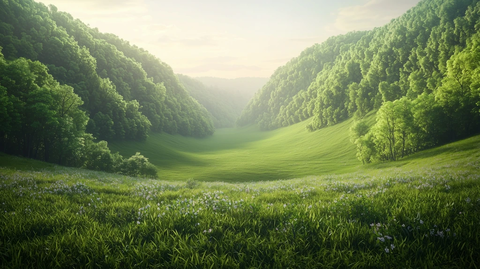 春日山谷绿野鲜花