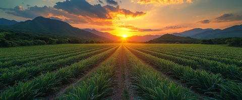 暮色中的龙舌兰田野