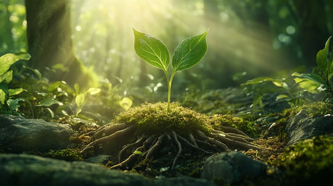 魔法森林中的根系植物