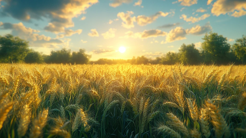 麦田摇曳阳光映照