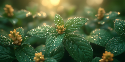 新鲜香草叶子上的露珠