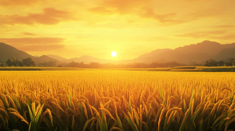 晨曦稻田金色稻穗