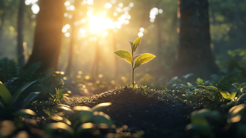 阳光下的幼苗破土