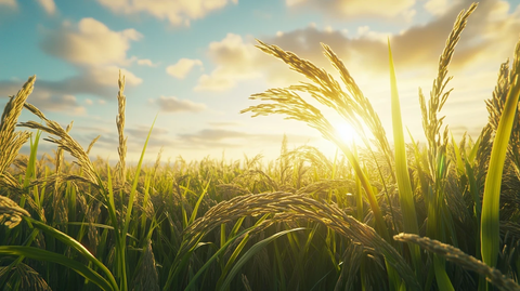稻田阳光稻穗低角拍摄