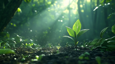 森林地面新叶与幼苗生长