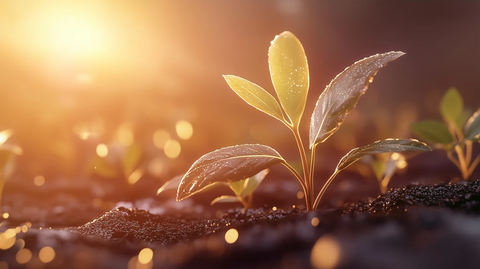 全光谱生长灯照射幼苗