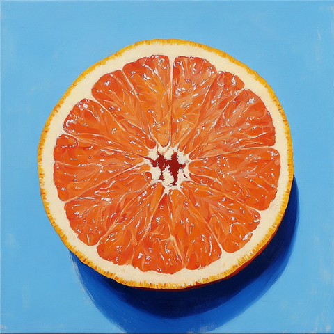 柚子果实切片蓝底色块
