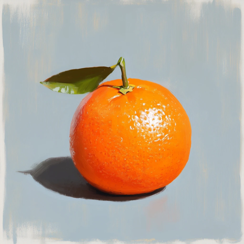 单个橙子立体绘画