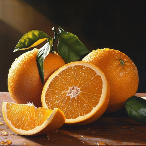 桌上新鲜橙子水果