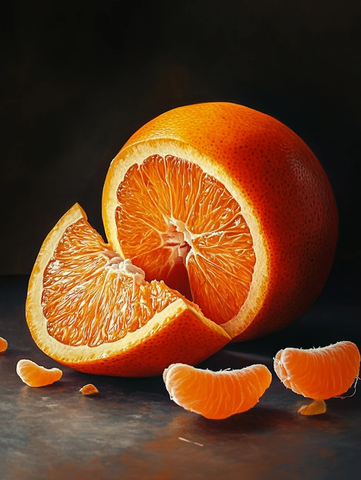 切开橙子切片与多瓣