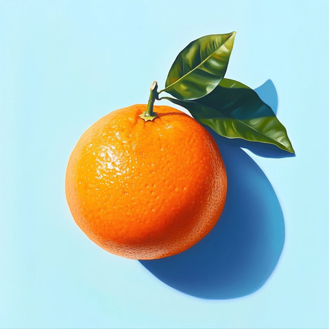 蓝色背景橙色叶子阴影