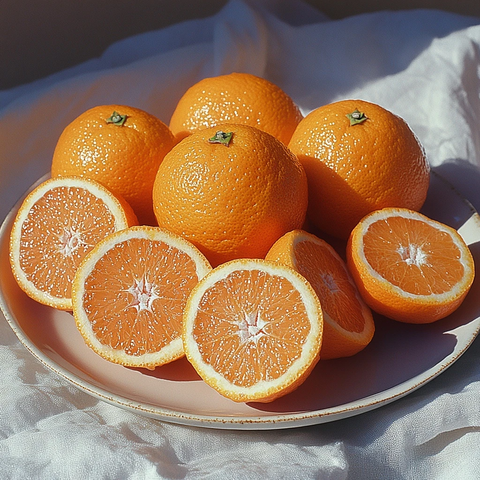 一盘橙子白色背景摄影