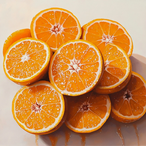 切开橙子切片自然摆放