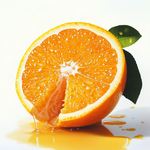 橙汁与橙瓣的静物