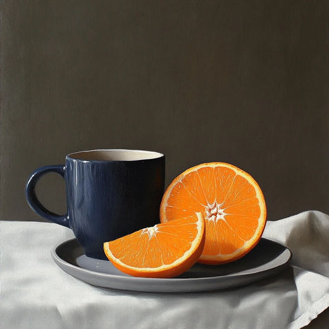 橙子切片与整橙摆盘