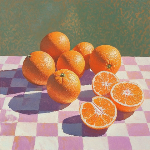 鲜橙切片与全果静物