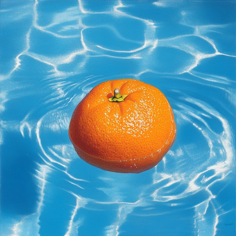 游泳池中的漂浮小橘