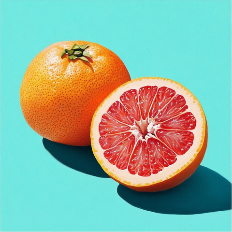 葡萄柚全貌与剖面展示