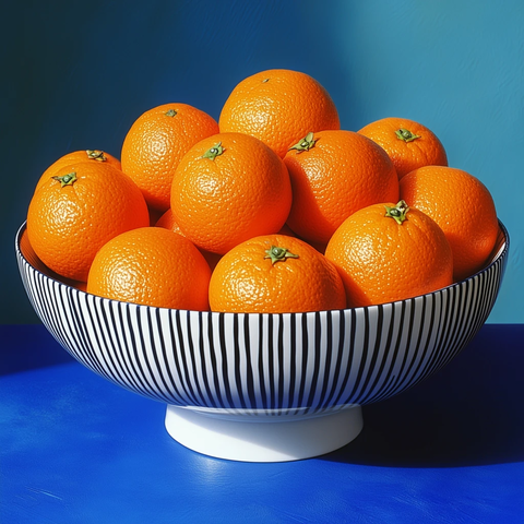 条纹果盘橙子静物摄影