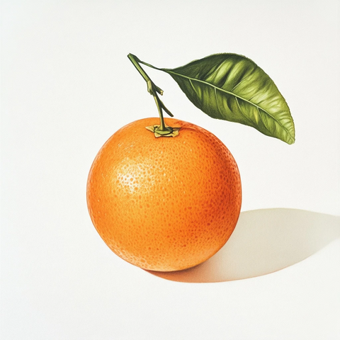 带叶橙子静物