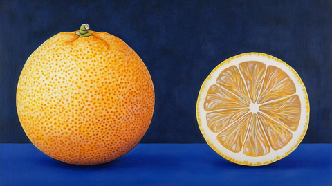 整颗柠檬与柠檬片油画