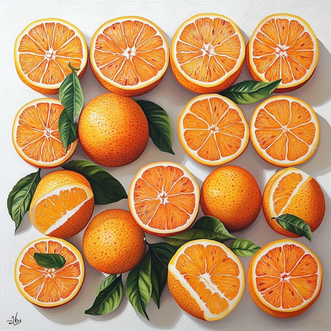 新鲜橙子切片重复图案