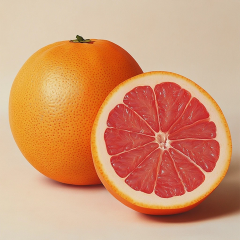 橙皮粉心葡萄柚切面展示
