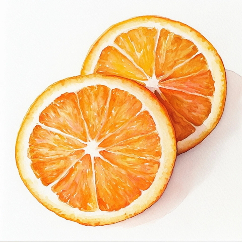 橙片水彩插画