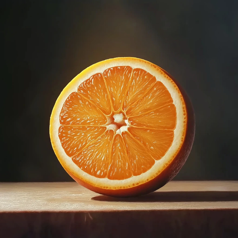 半切橙子桌面静物