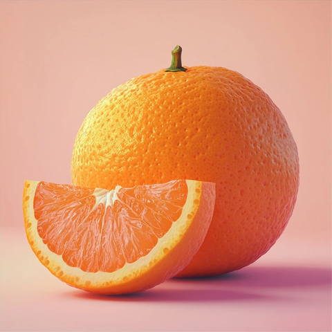 新鲜橙子与切开橙片