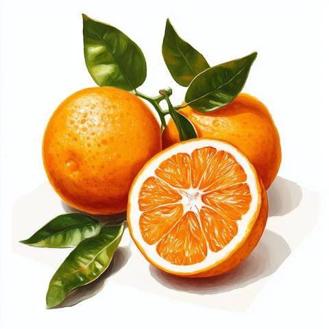 数字水彩柑橘静物画