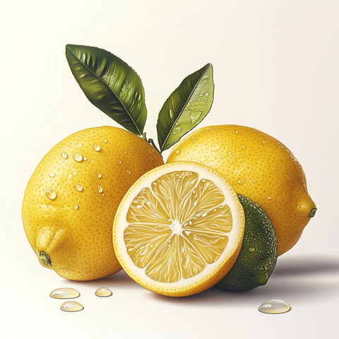 柠檬切片与青柠水滴