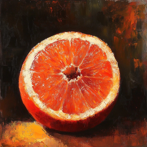 红橙水果油画细节