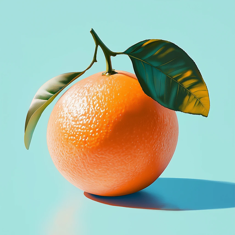 橙子水果与绿叶