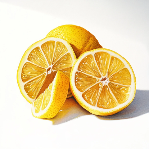 柠檬片整齐摆放白色背景