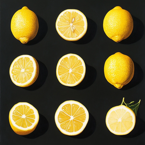 柠檬完整与切开图标集