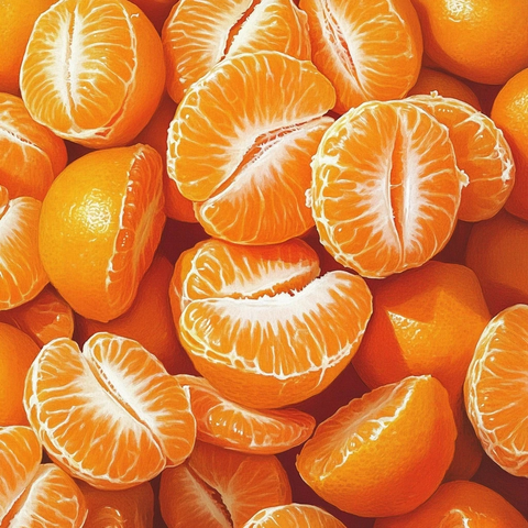 切半柑橘摆放静物图