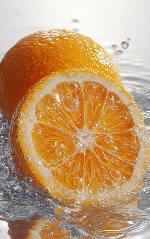 水中甜橙切片细节